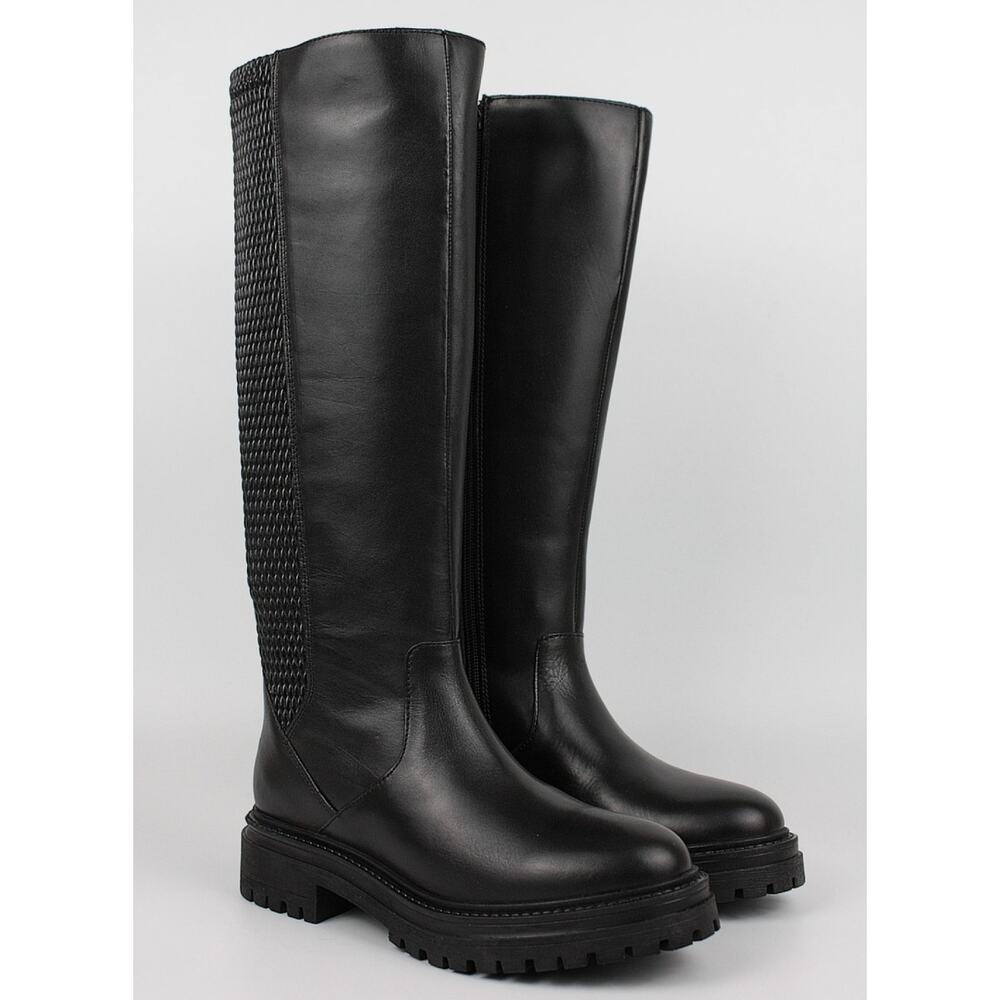 Geox Iridea Riding Boots Black NWOT Tall Knee High Lug Sole Comfort Capsule